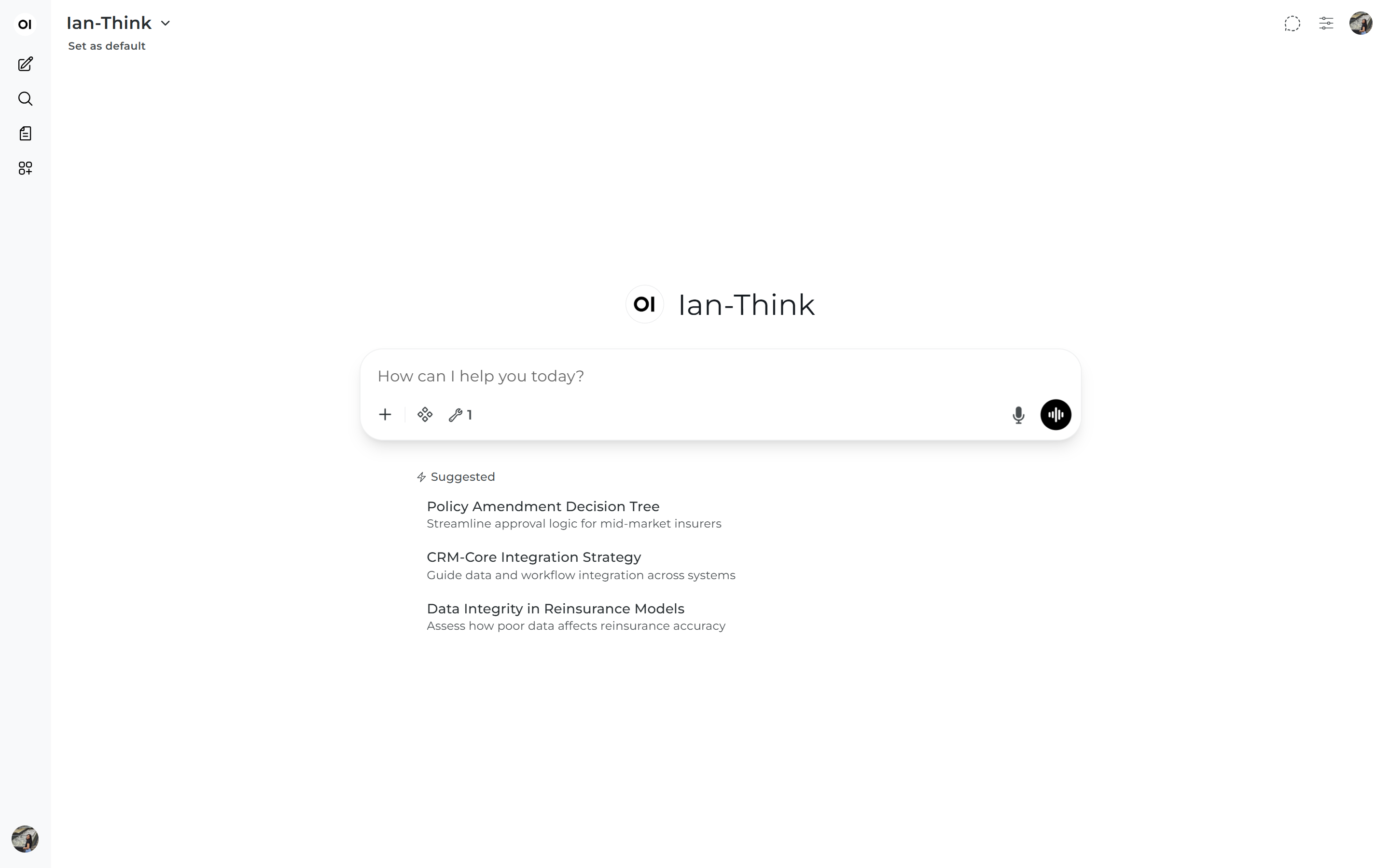 IAN Think dashboard after login