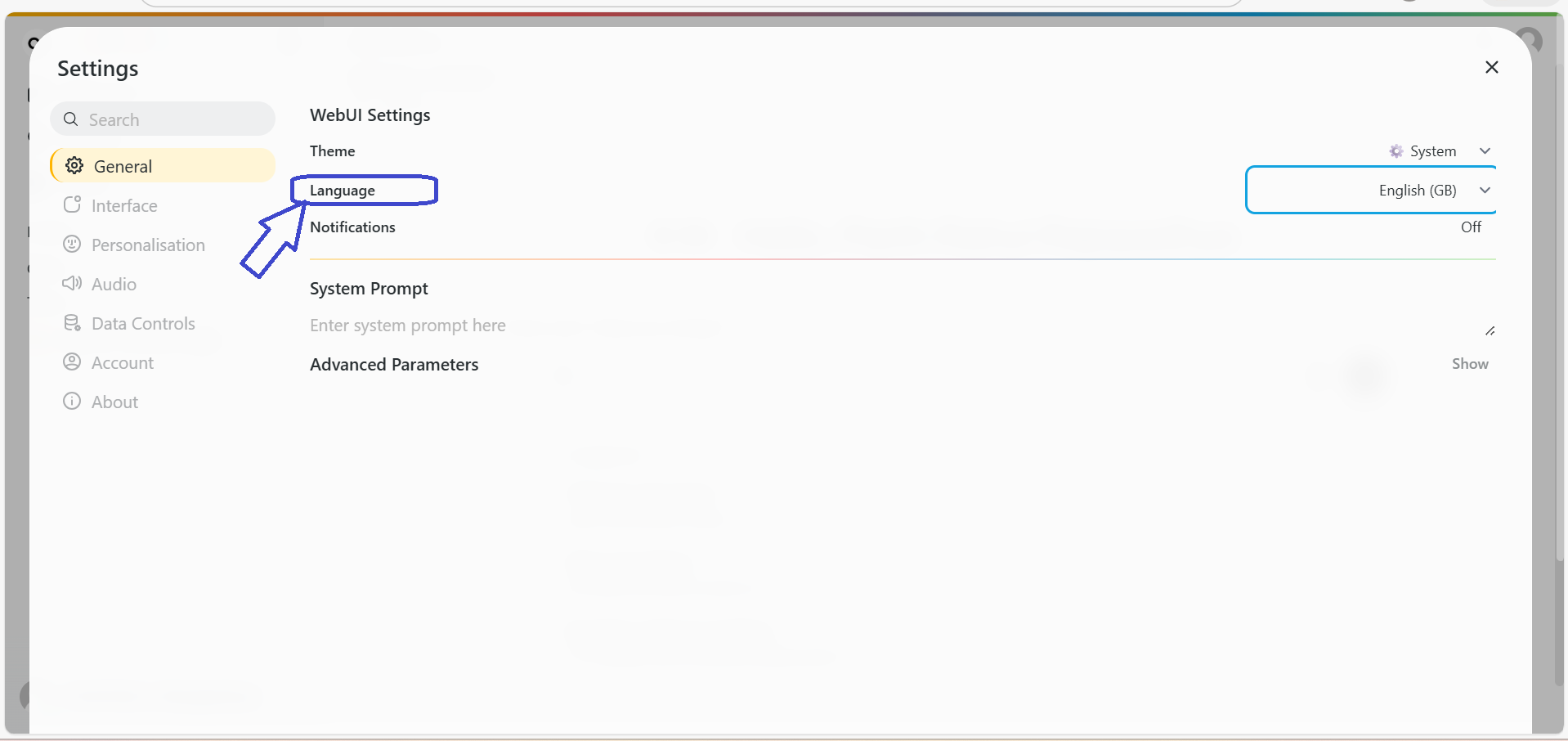 settings language