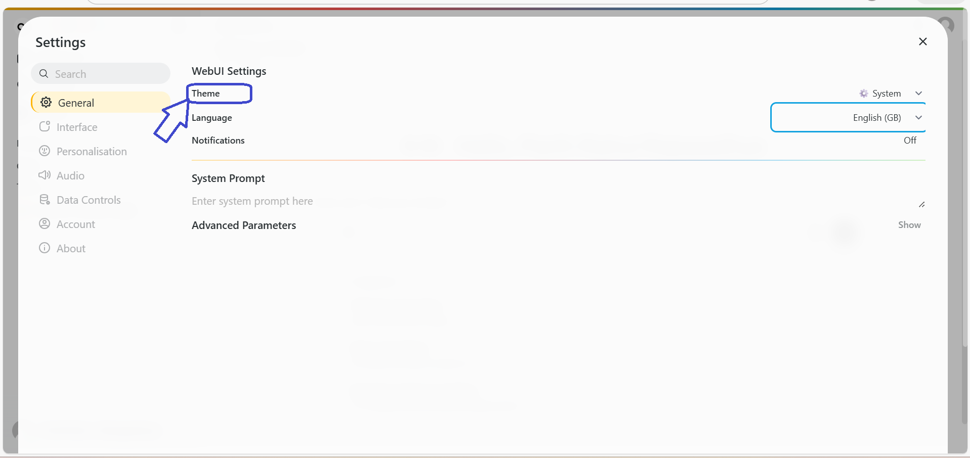 settings theme